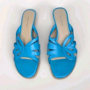 Naturalizer Women's Baby Blue Leather Slip-on Sandals Size  9.5M Casual Summer